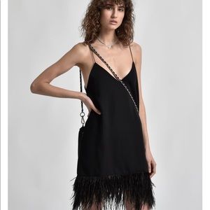 One Teaspoon Black Feather Hem Dress